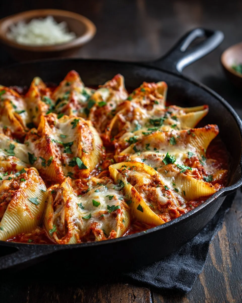 Mexican Stuffed Shells with Enchilada Sauce